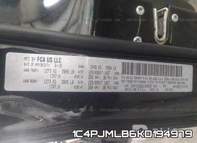 1C4PJMLB6KD194979 фото 10