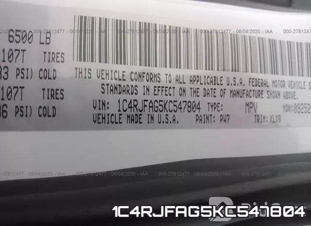 1C4RJFAG5KC547804 фото 10