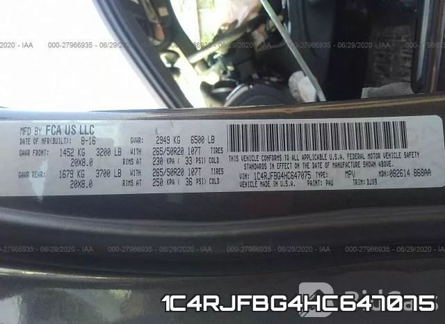 1C4RJFBG4HC647075 фото 10