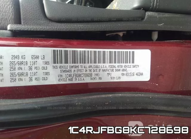 1C4RJFBG8KC728698 фото 10