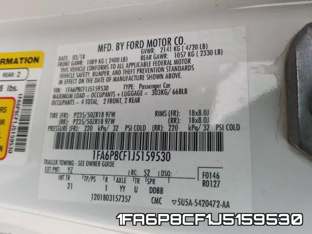 1FA6P8CF1J5159530 фото 2