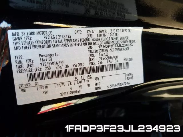 1FADP3F23JL234923 фото 2