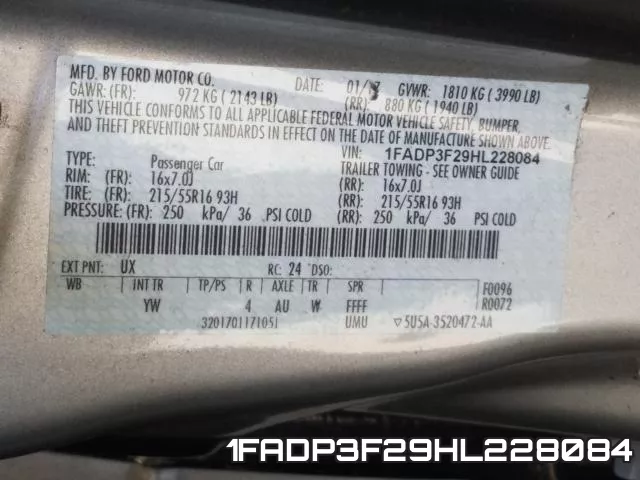 1FADP3F29HL228084 фото 2