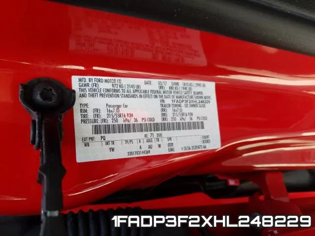 1FADP3F2XHL248229 фото 2
