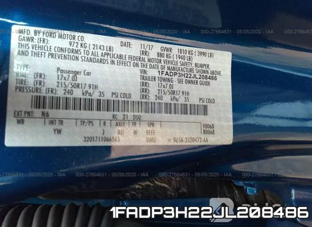 1FADP3H22JL208486 фото 10