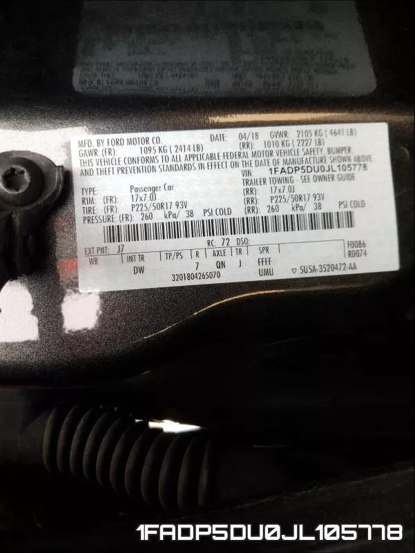 1FADP5DU0JL105778 фото 2