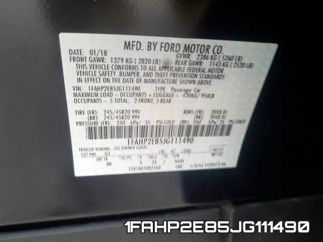 1FAHP2E85JG111490 фото 2