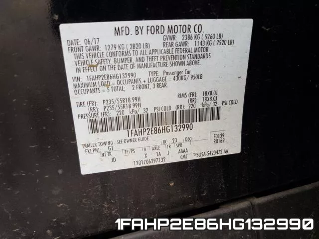 1FAHP2E86HG132990 фото 2