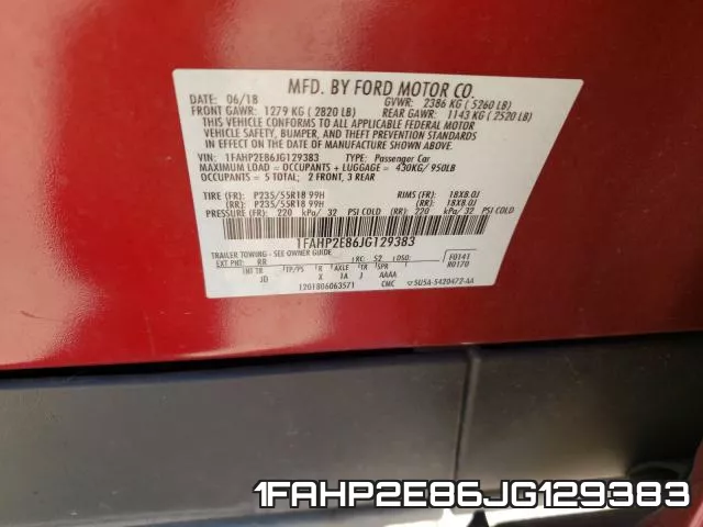 1FAHP2E86JG129383 фото 2
