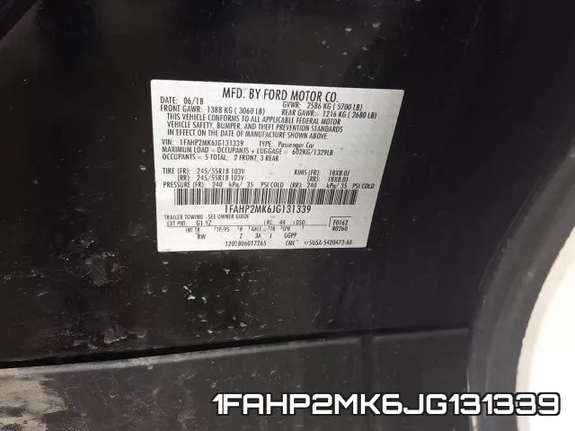 1FAHP2MK6JG131339 фото 2