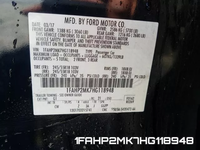 1FAHP2MK7HG118948 фото 2