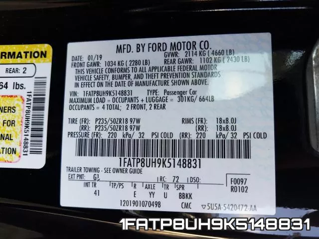 1FATP8UH9K5148831 фото 2