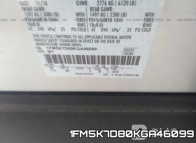 1FM5K7D80KGA46099 фото 10