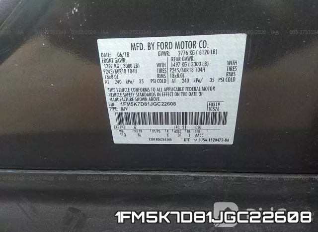1FM5K7D81JGC22608 фото 10