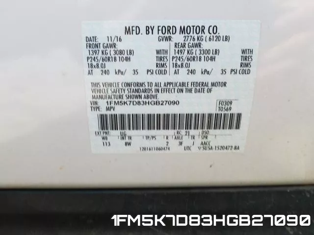 1FM5K7D83HGB27090 фото 2