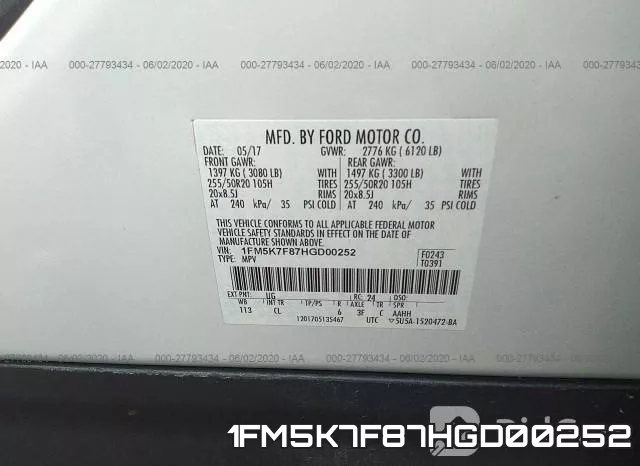 1FM5K7F87HGD00252 фото 10