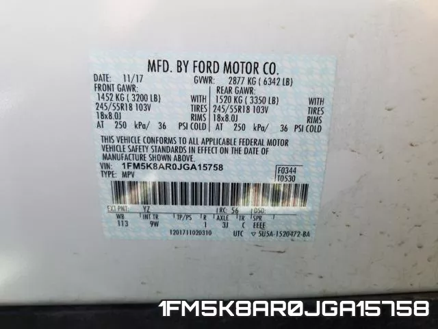 1FM5K8AR0JGA15758 фото 2