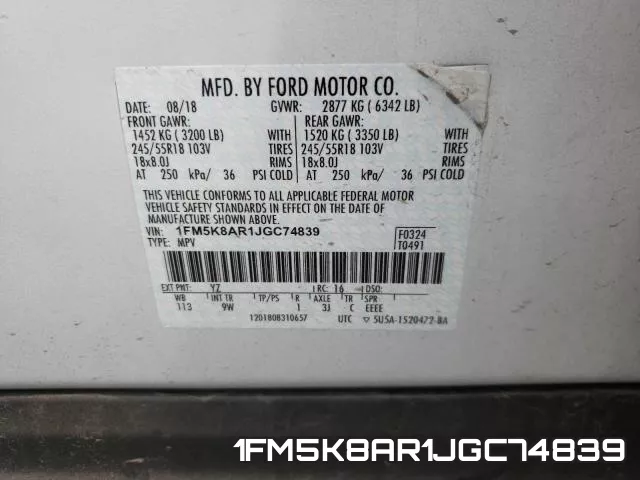 1FM5K8AR1JGC74839 фото 2