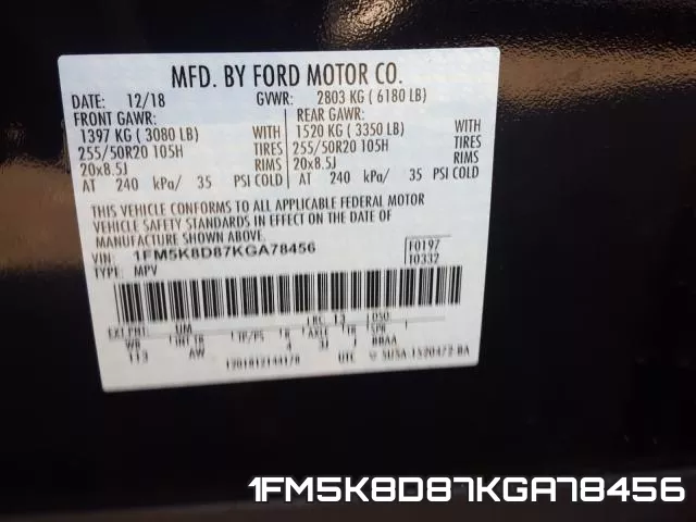 1FM5K8D87KGA78456 фото 2