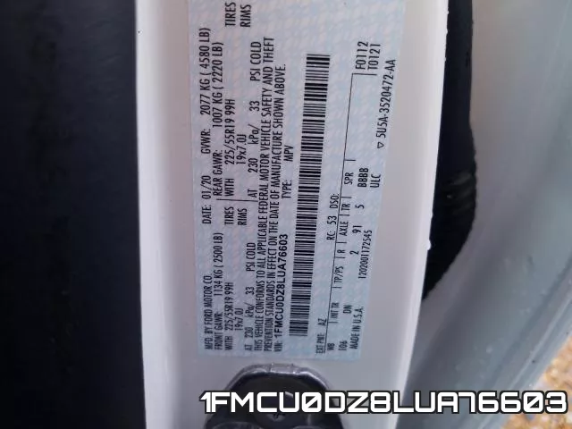 1FMCU0DZ8LUA76603 фото 2