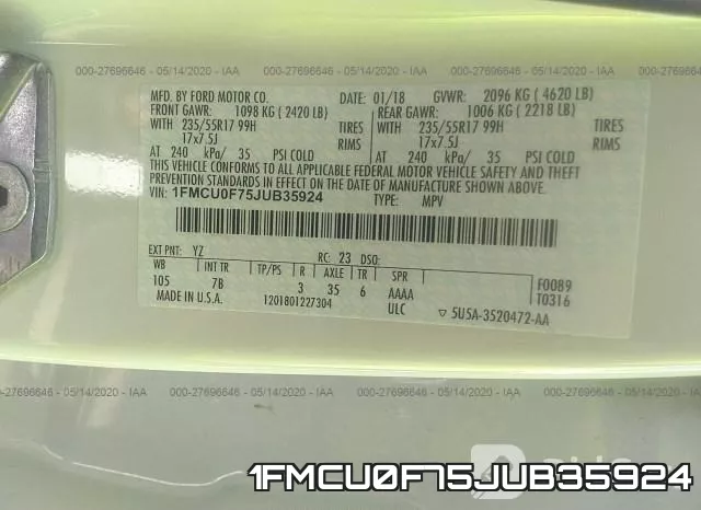 1FMCU0F75JUB35924 фото 10