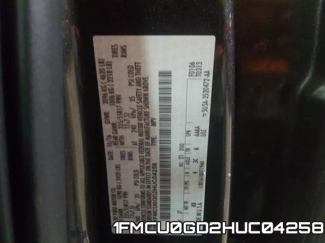 1FMCU0GD2HUC04258 фото 2