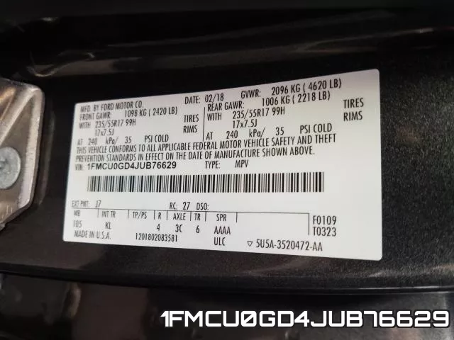 1FMCU0GD4JUB76629 фото 2