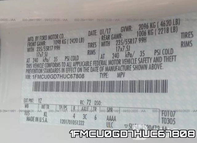 1FMCU0GD7HUC67808 фото 10