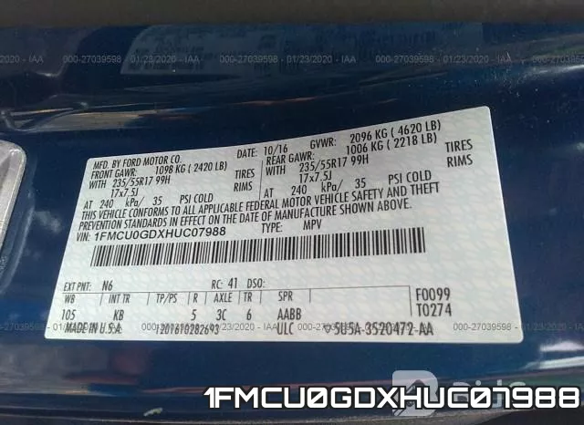 1FMCU0GDXHUC07988 фото 10