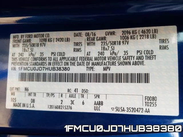 1FMCU0JD7HUB38380 фото 2