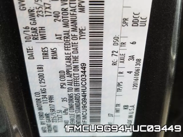 1FMCU9G94HUC03449 фото 2