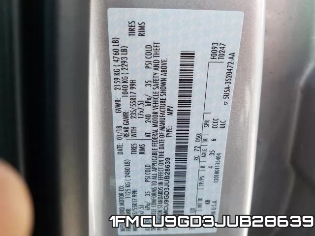 1FMCU9GD3JUB28639 фото 2
