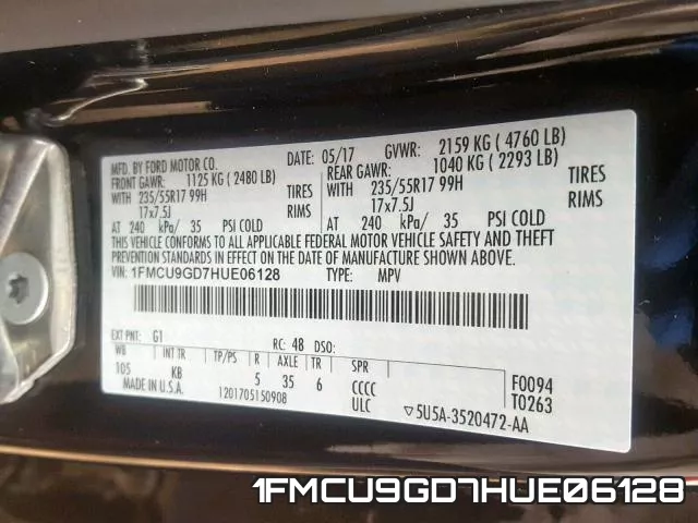 1FMCU9GD7HUE06128 фото 2