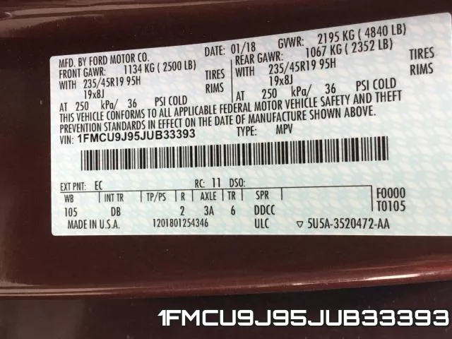 1FMCU9J95JUB33393 фото 2