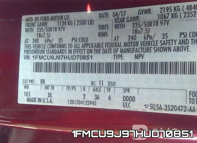 1FMCU9J97HUD70851 фото 10