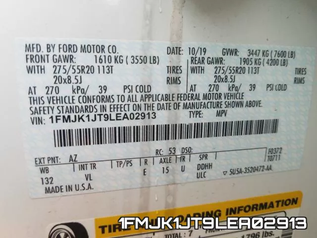 1FMJK1JT9LEA02913 фото 2