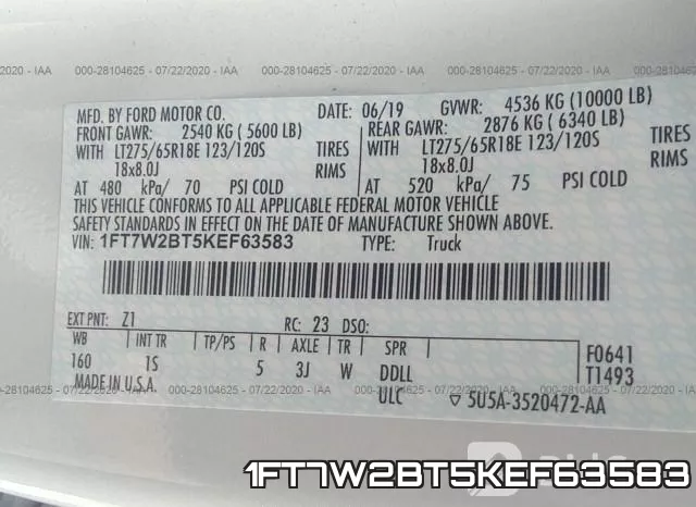1FT7W2BT5KEF63583 фото 10
