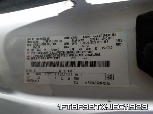 1FTBF3BTXJEC11923 фото 2