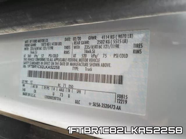 1FTBR1C82LKA52258 фото 2