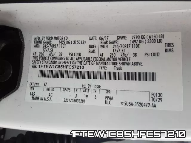 1FTEW1C85HFC57210 фото 2