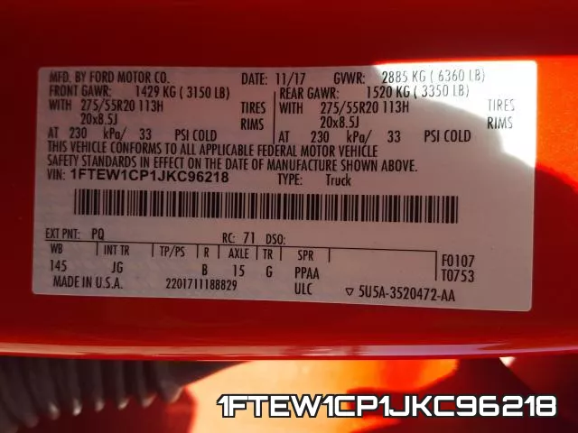 1FTEW1CP1JKC96218 фото 2