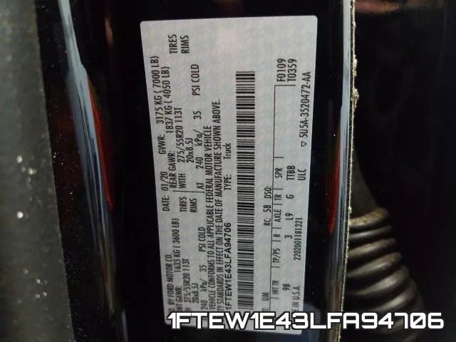 1FTEW1E43LFA94706 фото 2