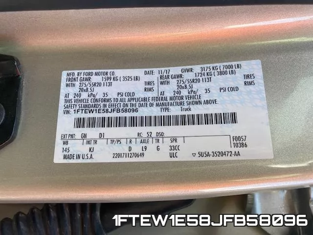 1FTEW1E58JFB58096 фото 2