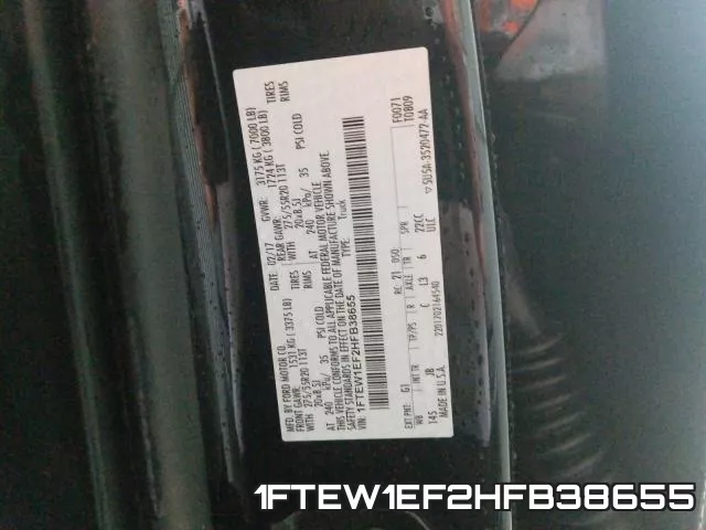 1FTEW1EF2HFB38655 фото 2