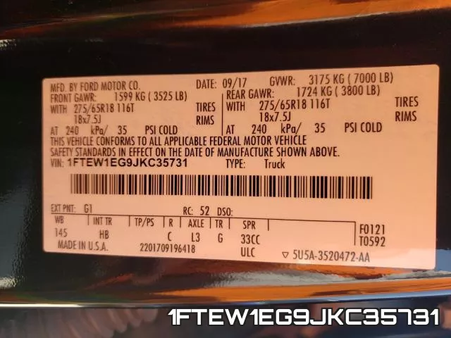 1FTEW1EG9JKC35731 фото 2