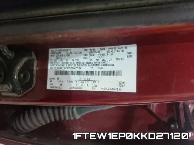 1FTEW1EP0KKD27120 фото 2