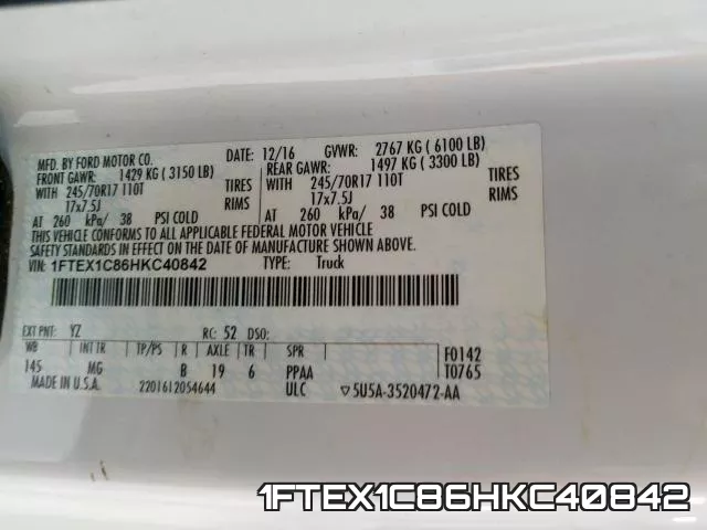 1FTEX1C86HKC40842 фото 2