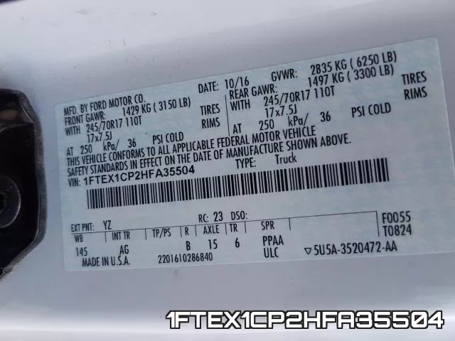 1FTEX1CP2HFA35504 фото 2