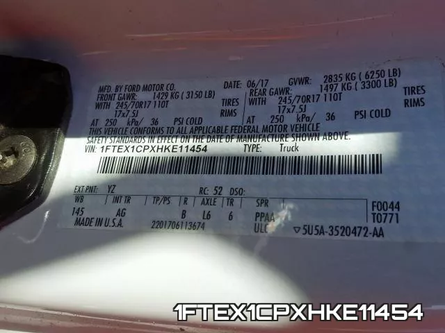 1FTEX1CPXHKE11454 фото 2