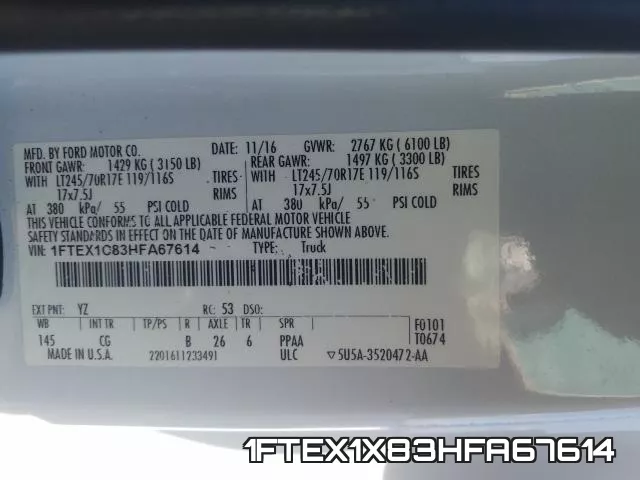 1FTEX1X83HFA67614 фото 2